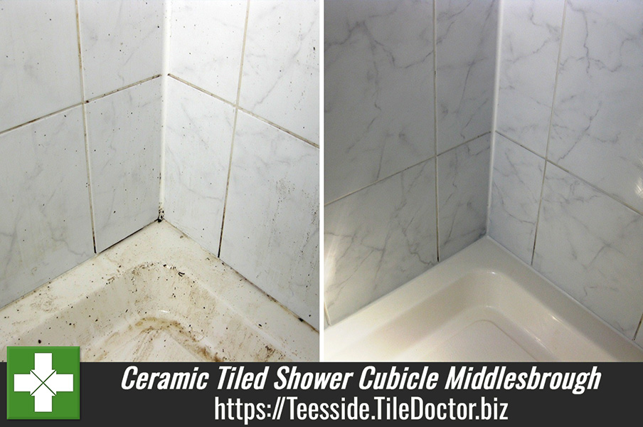 Dirty Ceramic Tiled Shower Cubicle Transformed in Middlesbrough